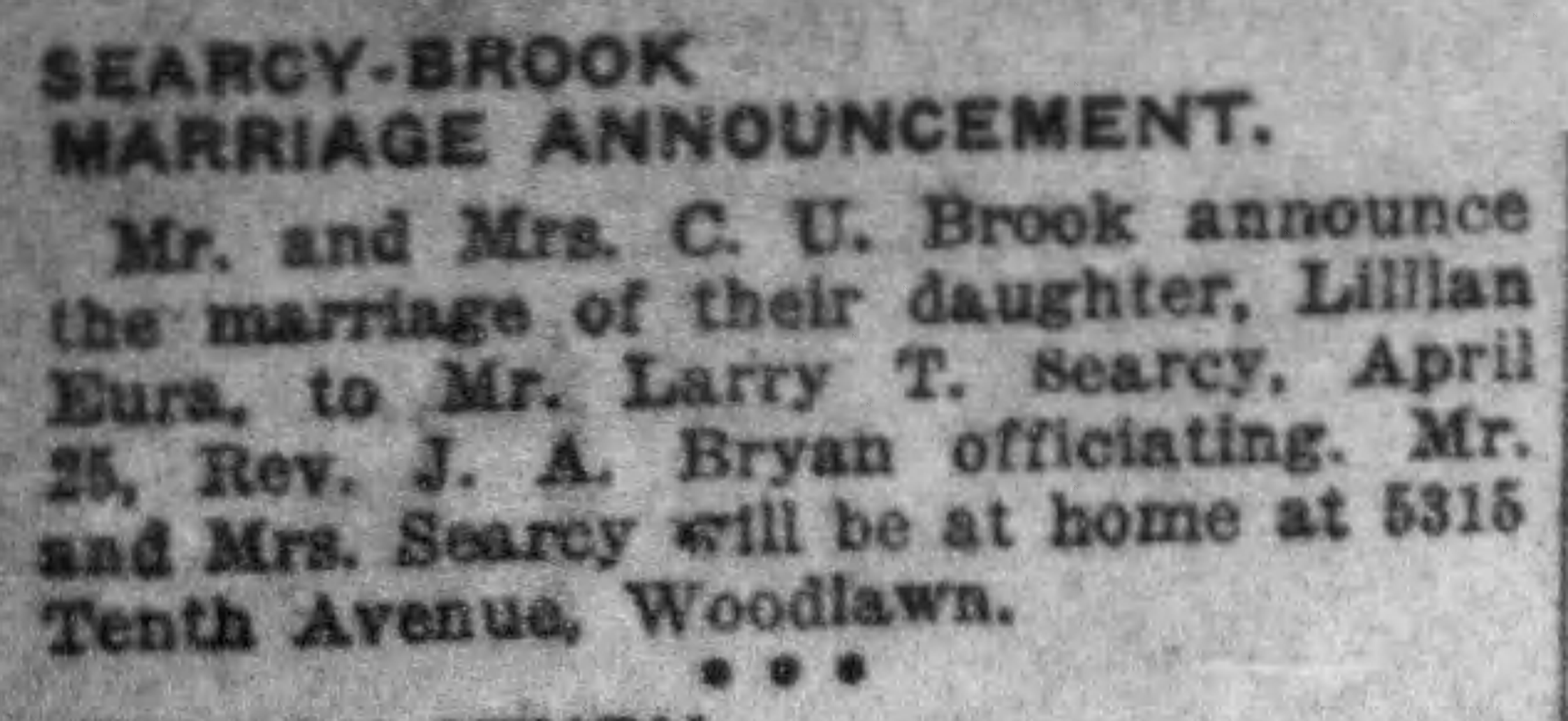 Lillian Eura Brook-Larry T. Searcy